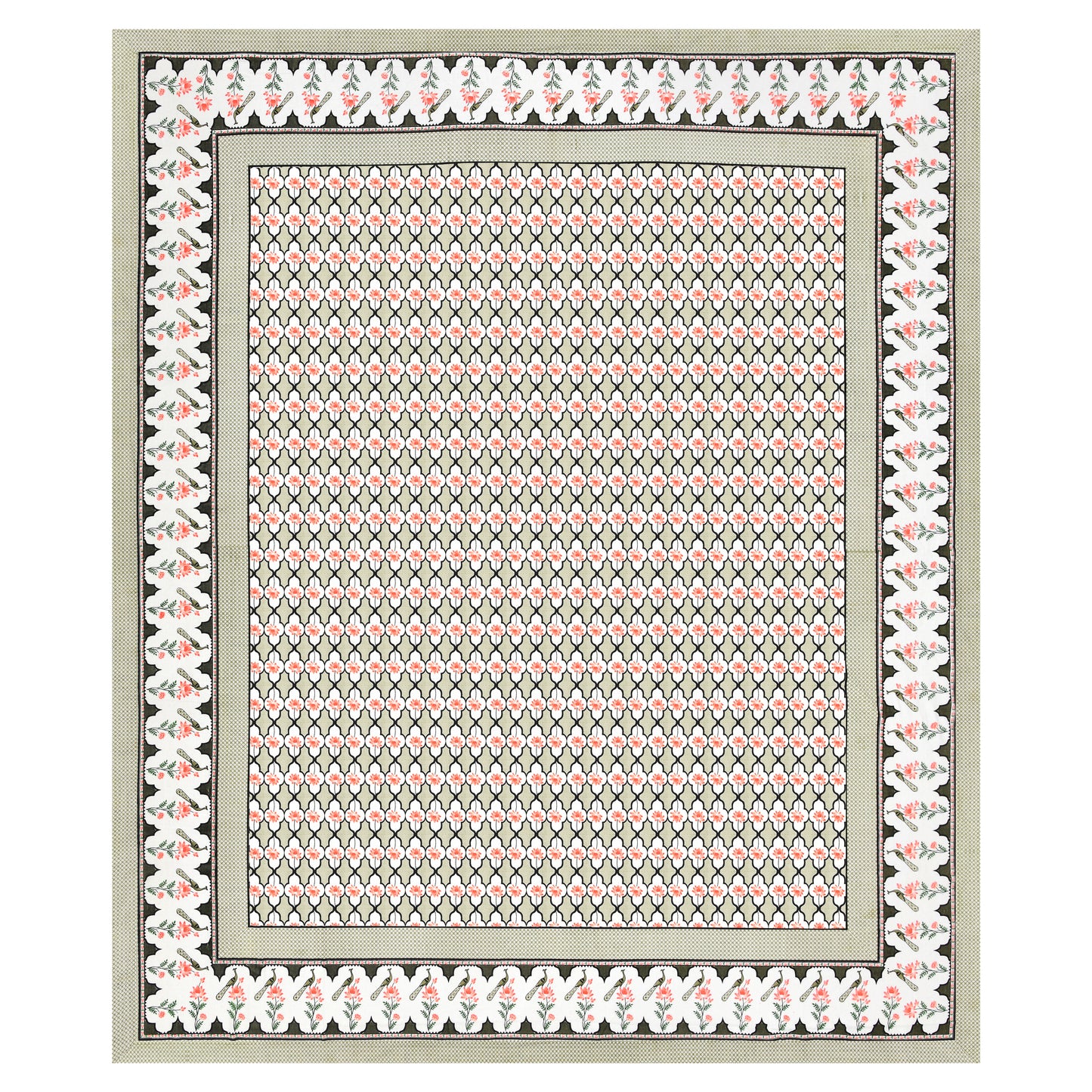 100% pure cotton jaipuri sanganari printed 98*108 king size Premium bedsheet with 2 Matching pillow covers