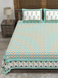 100% pure cotton jaipuri sanganari printed 98*108 king size Premium bedsheet with 2 Matching pillow covers