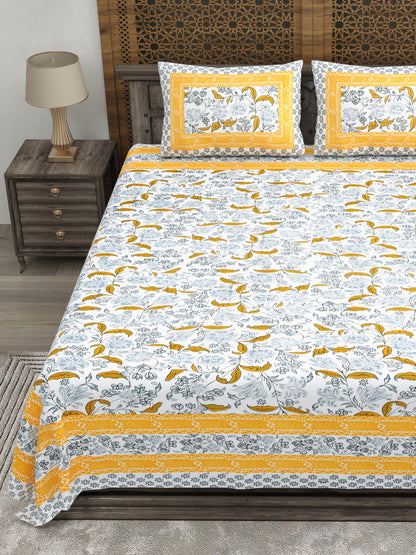 100% pure cotton jaipuri sanganari printed 98*108 king size Premium bedsheet with 2 Matching pillow covers