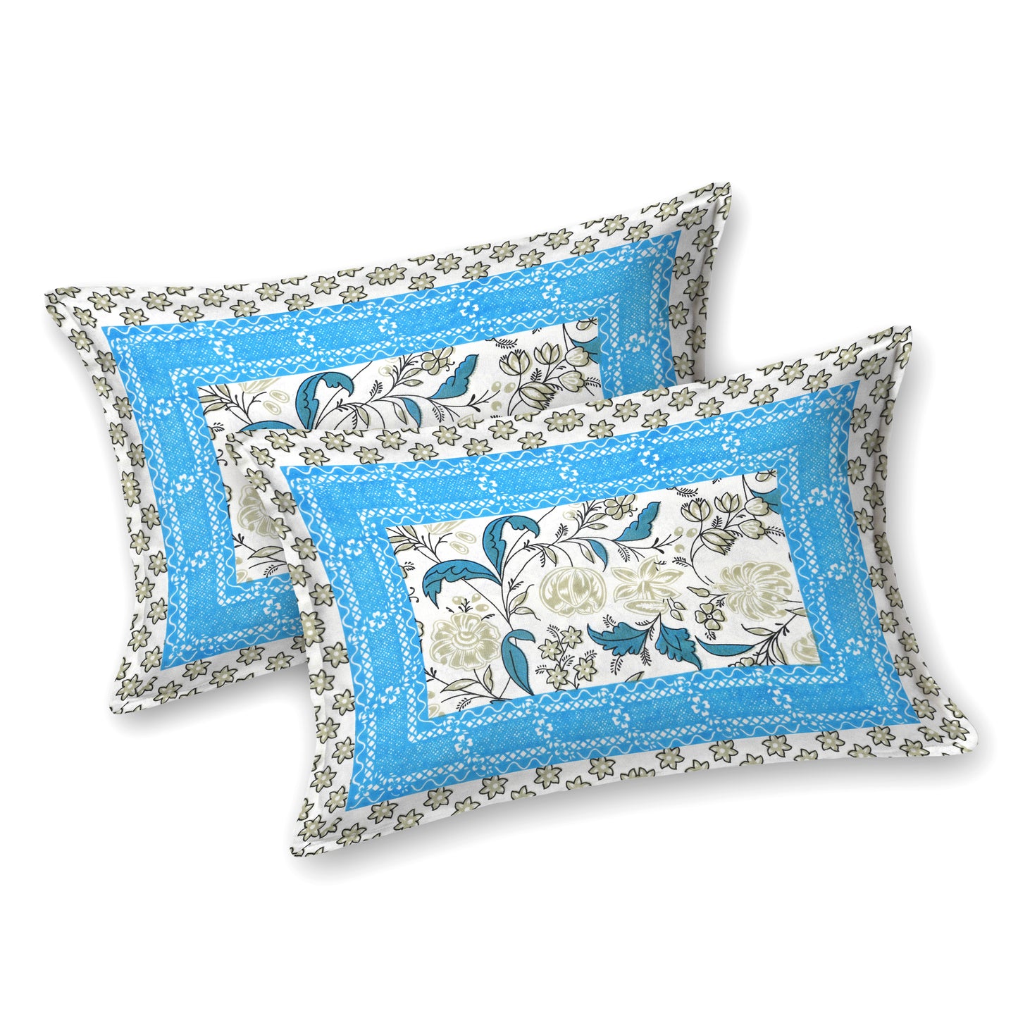 100% pure cotton jaipuri sanganari printed 98*108 king size Premium bedsheet with 2 Matching pillow covers