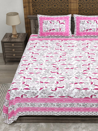 100% pure cotton jaipuri sanganari printed 98*108 king size Premium bedsheet with 2 Matching pillow covers
