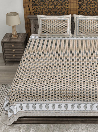100% pure cotton jaipuri sanganari printed 98*108 king size Premium bedsheet with 2 Matching pillow covers