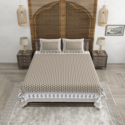 100% pure cotton jaipuri sanganari printed 98*108 king size Premium bedsheet with 2 Matching pillow covers