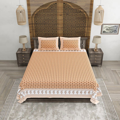 100% pure cotton jaipuri sanganari printed 98*108 king size Premium bedsheet with 2 Matching pillow covers