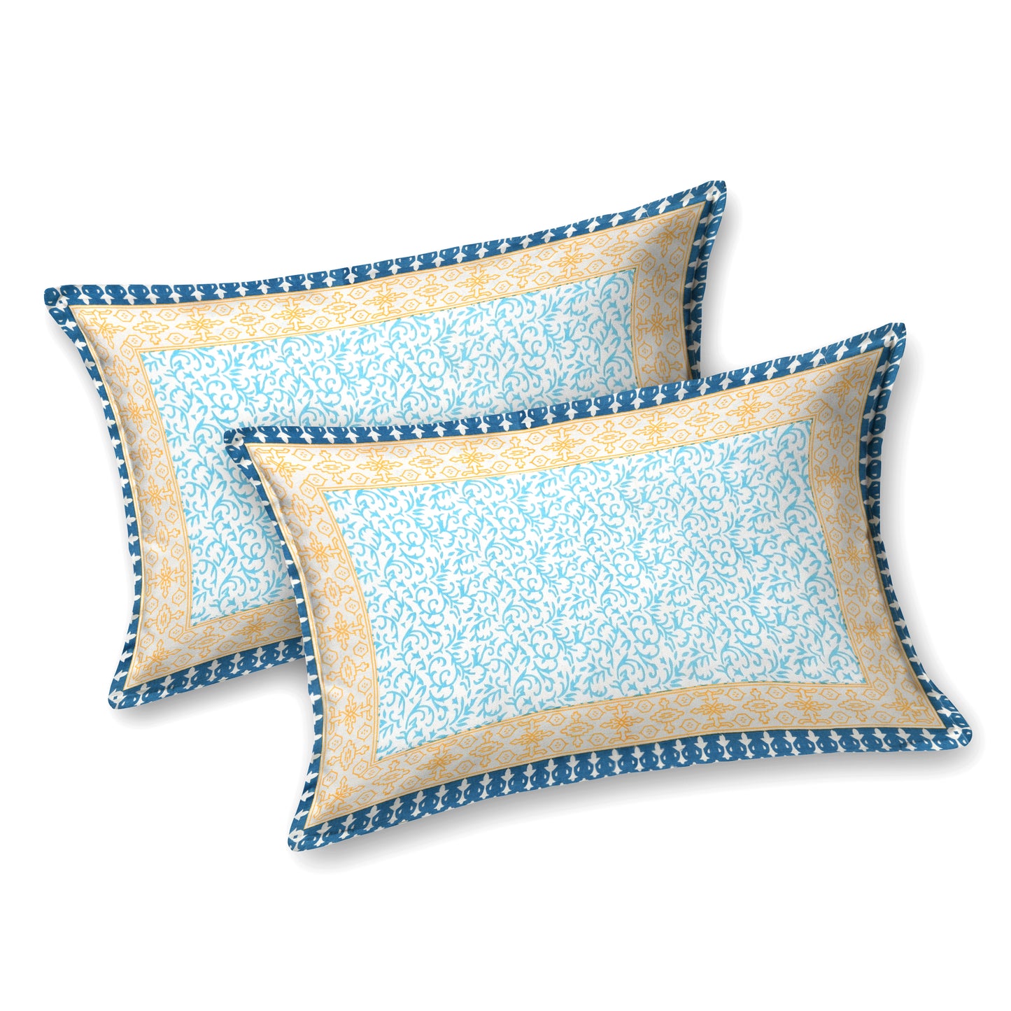 100% pure cotton jaipuri sanganari printed 98*108 king size Premium bedsheet with 2 Matching pillow covers