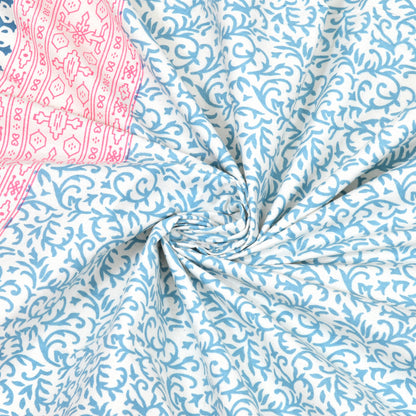 100% pure cotton jaipuri sanganari printed 98*108 king size Premium bedsheet with 2 Matching pillow covers