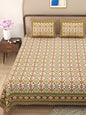100% pure cotton jaipuri sanganari printed 98*108 king size Premium bedsheet with 2 Matching pillow covers