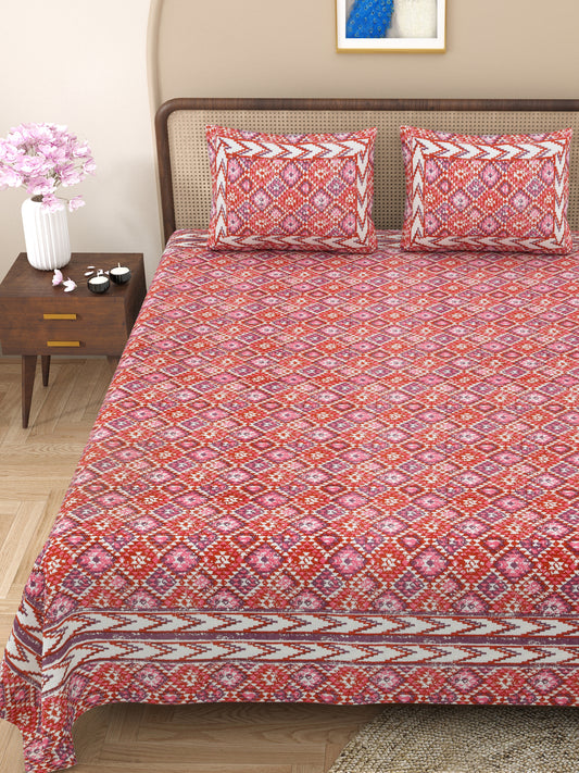 100% pure cotton jaipuri sanganari printed  king size Premium  bedsheet with 2 Matching  pillow covers