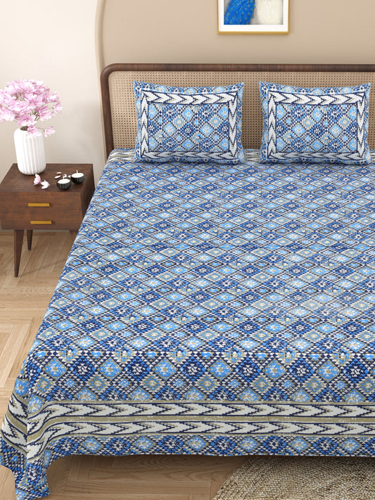 100% pure cotton jaipuri sanganari printed  king size Premium  bedsheet with 2 Matching  pillow covers