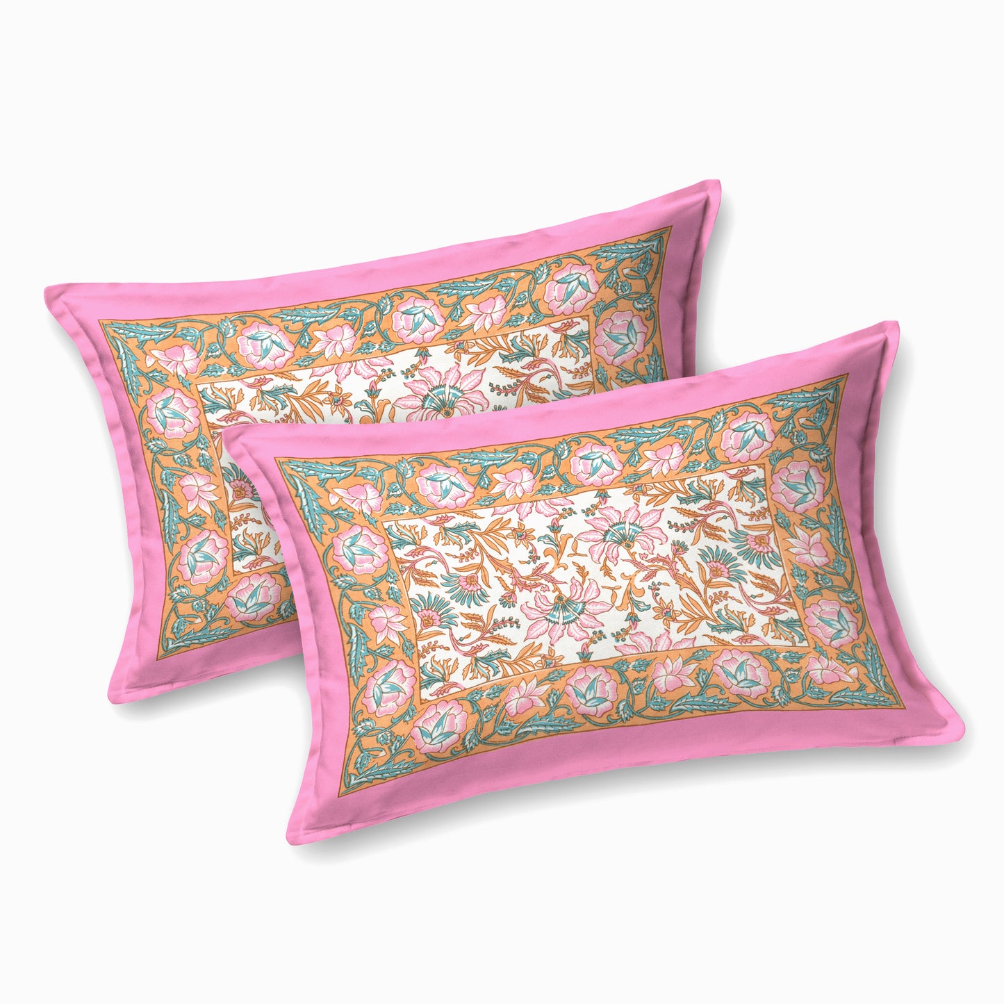 100% pure cotton jaipuri sanganari printed 98*108 king size Premium bedsheet with 2 Matching pillow covers