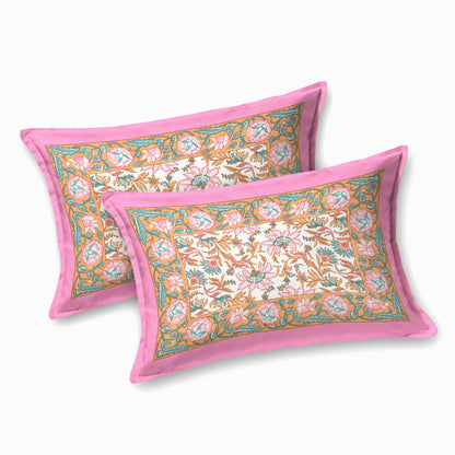 100% pure cotton jaipuri sanganari printed 98*108 king size Premium bedsheet with 2 Matching pillow covers