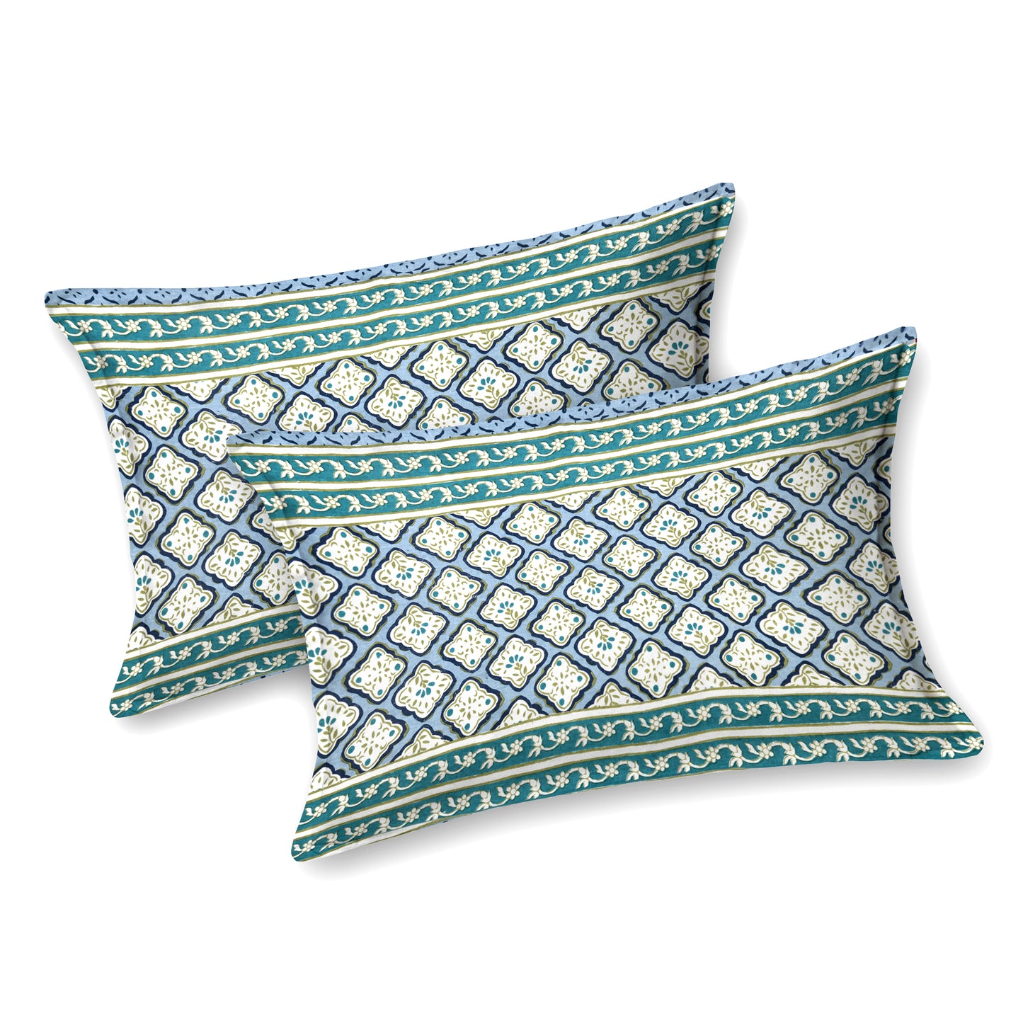 100% pure cotton jaipuri sanganari printed 98*108 king size Premium bedsheet with 2 Matching pillow covers