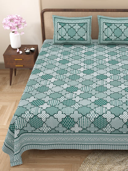 100% pure cotton jaipuri sanganari printed 98*108 king size Premium bedsheet with 2 Matching pillow covers