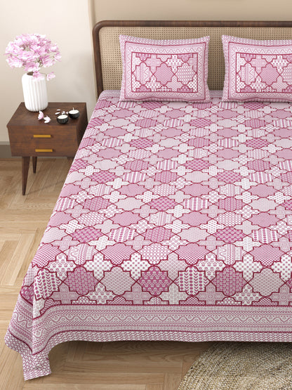 100% pure cotton jaipuri sanganari printed 98*108 king size Premium bedsheet with 2 Matching pillow covers