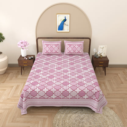 100% pure cotton jaipuri sanganari printed 98*108 king size Premium bedsheet with 2 Matching pillow covers