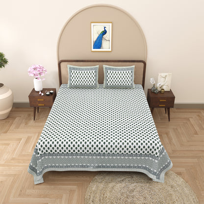 100% pure cotton jaipuri sanganari printed 98*108 king size Premium bedsheet with 2 Matching pillow covers