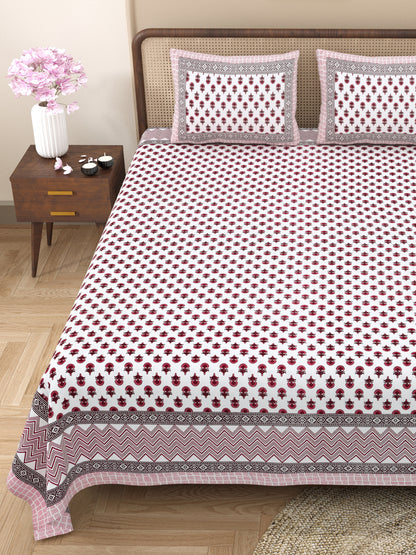 100% pure cotton jaipuri sanganari printed 98*108 king size Premium bedsheet with 2 Matching pillow covers