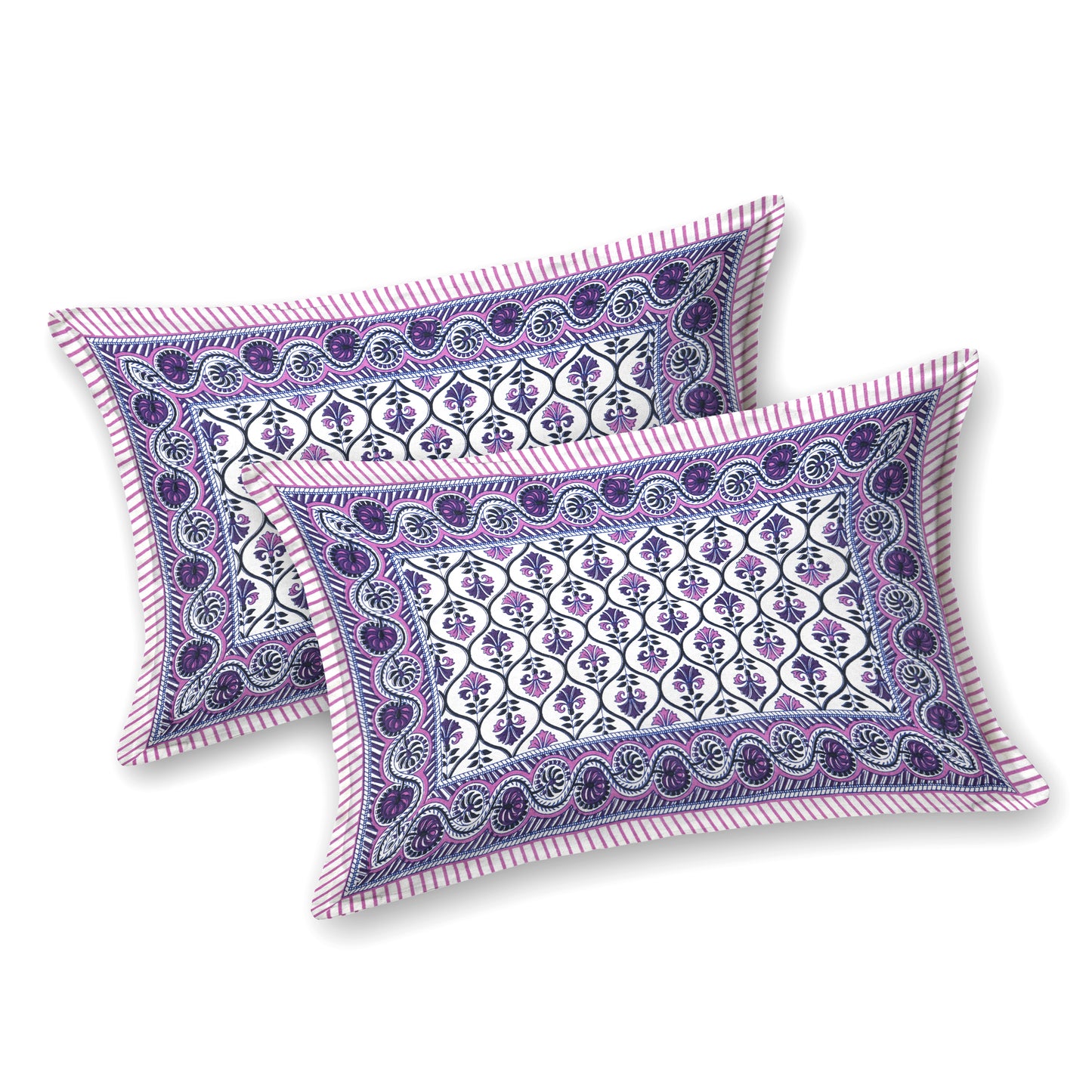 100% pure cotton jaipuri sanganari printed 98*108 king size Premium bedsheet with 2 Matching pillow covers
