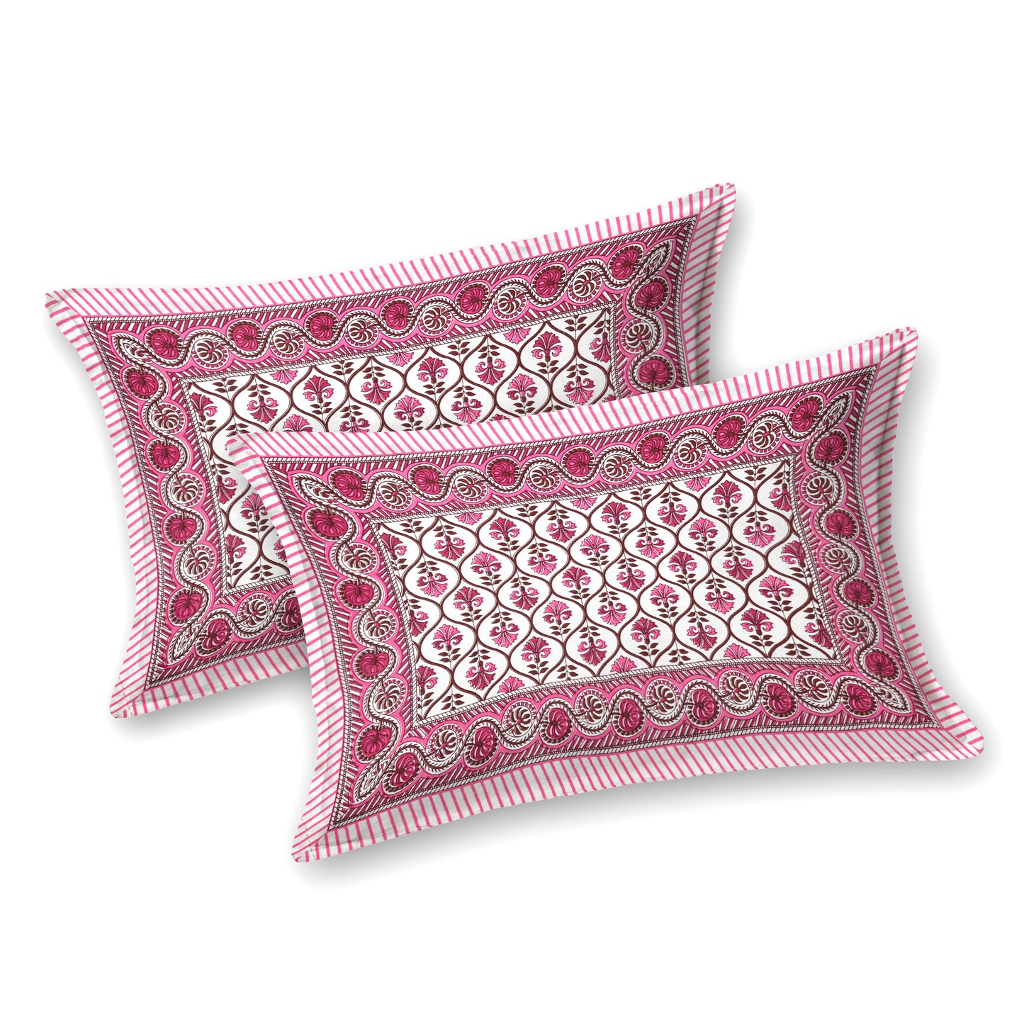100% pure cotton jaipuri sanganari printed 98*108 king size Premium bedsheet with 2 Matching pillow covers