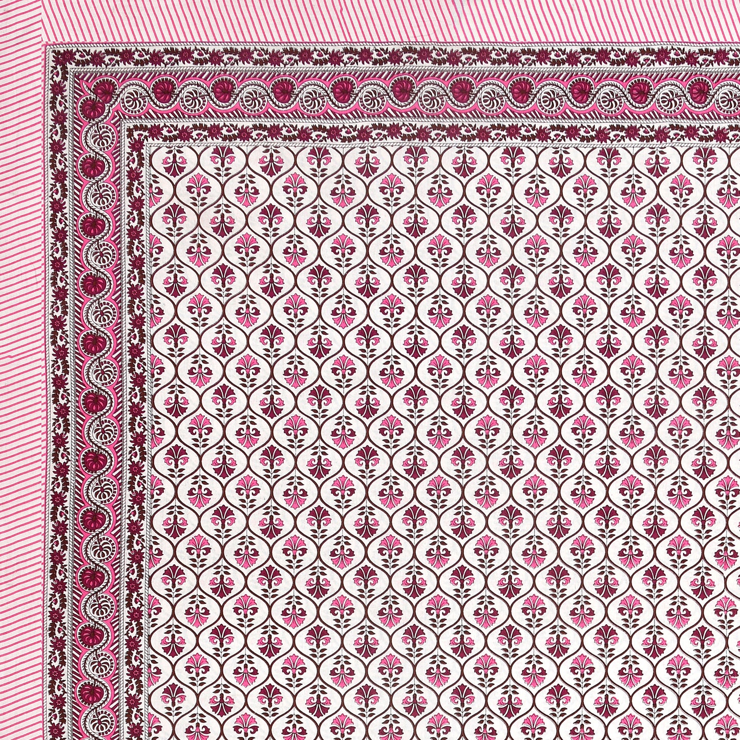 100% pure cotton jaipuri sanganari printed 98*108 king size Premium bedsheet with 2 Matching pillow covers