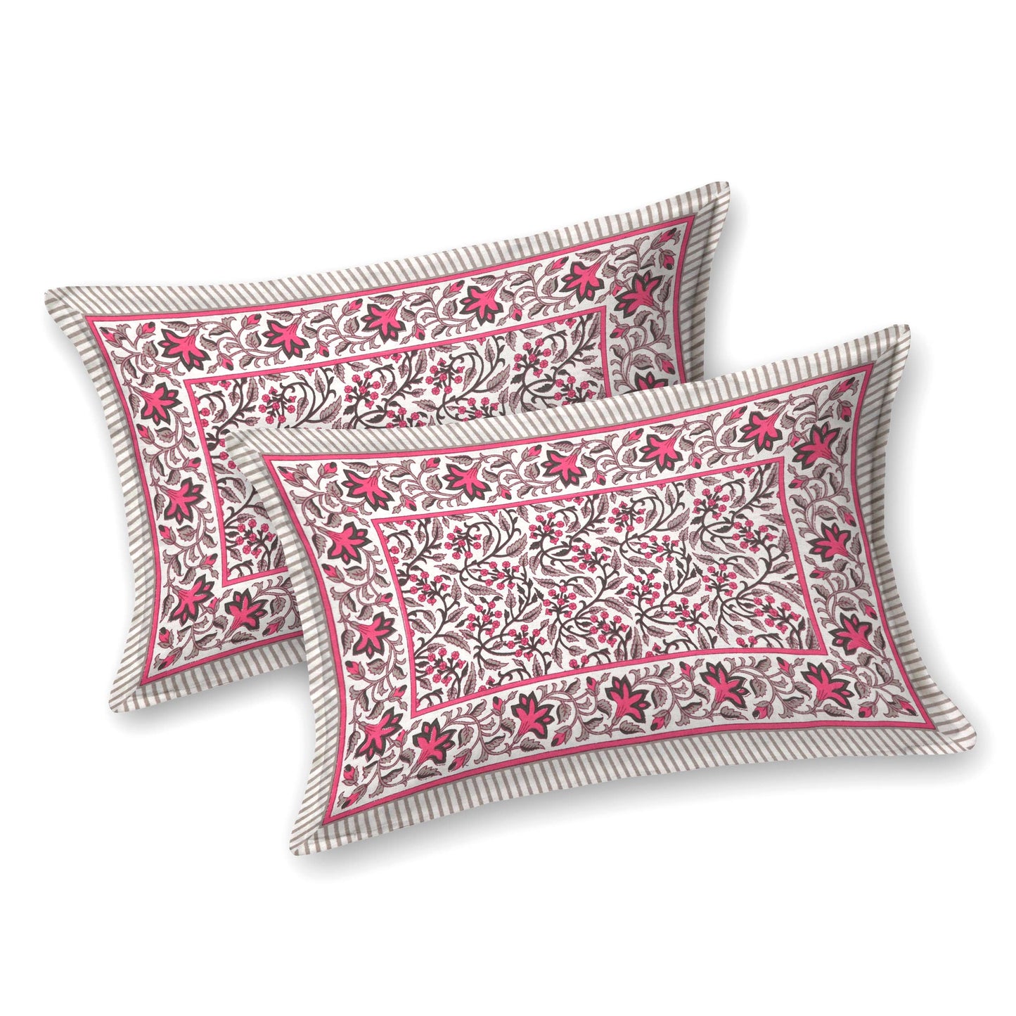 100% pure cotton jaipuri sanganari printed 98*108 king size Premium bedsheet with 2 Matching pillow covers