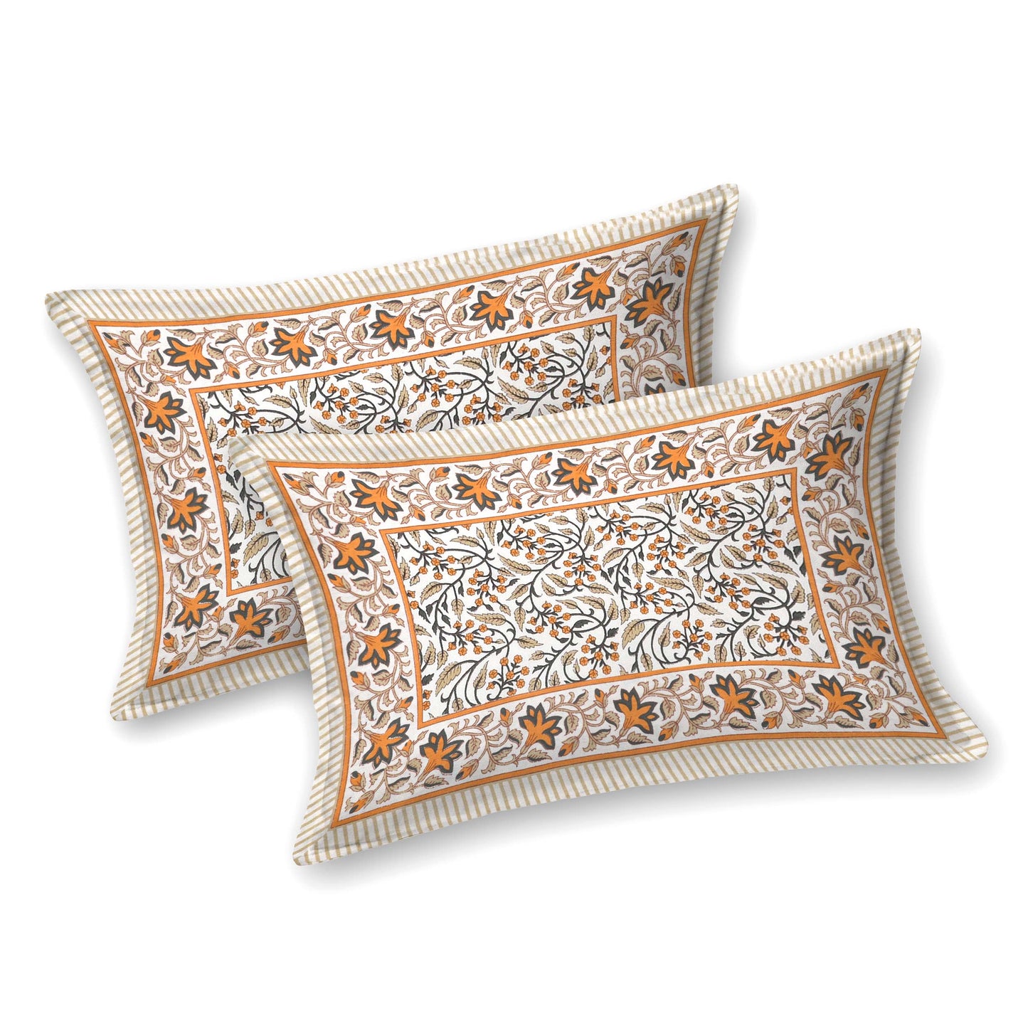 100% pure cotton jaipuri sanganari printed 98*108 king size Premium bedsheet with 2 Matching pillow covers