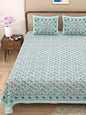 100% pure cotton jaipuri sanganari printed 98*108 king size Premium bedsheet with 2 Matching pillow covers